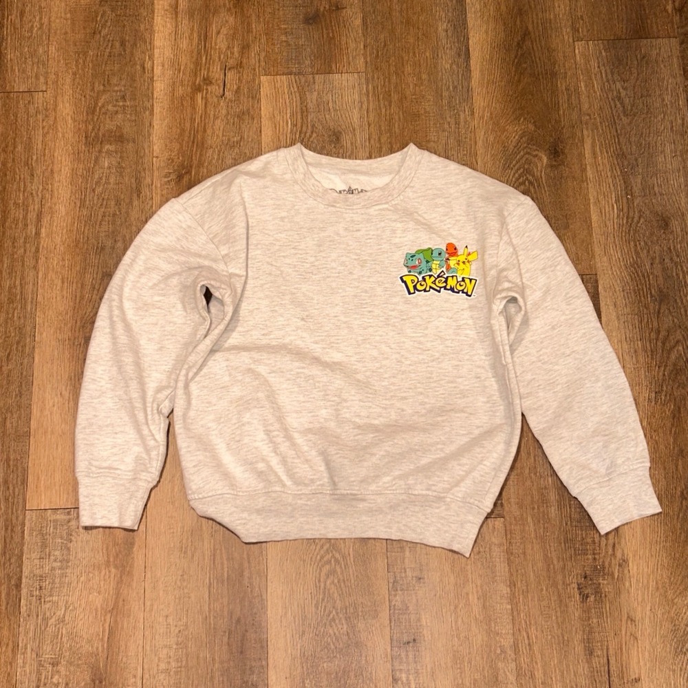 Pokemon Crewneck Sweatshirt Gray Heather Pikachu Bulbasaur Squirtle Charmander M